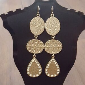 Urban Boutique - Gold & Rhinestone Dangle‎ Earrings